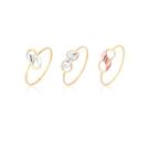 Kit 3 Anéis Conjunto Coleção 3 Cores Ouro 10k