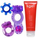 Kit 3 Anéis Estimuladores e Gel Corporal Neutro com Aroma de Morango 80g