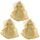 Kit 3 Anjos Decorativos Natal Pendente Luxo Lantejoulas Dourado 17cm - Noel Decor Kit 3 Anjos Decorativos Natal Pendente Luxo Lantejoulas Dourado 17cm - Noel Decor