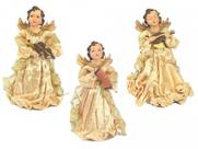 Kit 3 Anjos Natal Plus Dourado Instrumento 17cm - Magizi