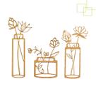 Kit 3 Apliques Vazados em MDF Vasos com Flores Tamanhos Diversos