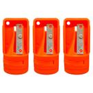 Kit 3 Apontador Lápis Carpinteiro Encaixe Duplo Quadrado Pedreiro Marceneiro Gesseiro Profissional