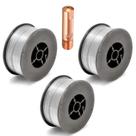 Kit 3 Arame Solda Mig Revestido Uso Sem Gás 0,8mm E71t-sg Rolo 1kg - Galzer + 1 Bicos 0,8mm