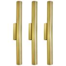 Kit 3 Arandela Tubo Cilindro Alumínio Dourado 40cm