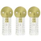 Kit 3 Arandelas Cristal Acril. Clearcrillic Redondo Dourado