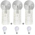 Kit 3 Arandelas De Cristal Acrilico Clearcrillic Redonda + L