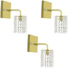 Kit 3 Arandelas De Cristal Legitimo Clearcast Dourada