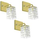 Kit 3 Arandelas De Cristal Legitimo Clearwall Dourada