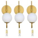 Kit 3 Arandelas Globo 12 Jabuticaba Dourado Fosco Com Led
