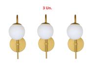 Kit 3 Arandelas Luminária Ignis Globo 12 cm Moderno Dourado 001