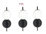 Kit 3 Arandelas Luminária Ignis Globo 12 cm Moderno Preto 001 Kit 3 Arandelas Luminária Ignis Globo 12 cm Moderno Preto 001