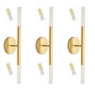 Kit 3 Arandelas Tubo 2 Difusores em Acrilico Dourada C/ Led