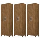 Kit 3 Armários Multiuso Organizador 2 Portas Astrid M07 Castanho Wood - Mpozenato