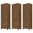 Kit 3 Armários Organizadores Multiuso Íris 2 Portas Castanho Wood - Moval Kit 3 Armários Organizadores Multiuso Íris 2 Portas Castanho Wood - Moval