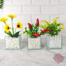 Kit 3 Arranjos de Flores em Vaso de Vidro