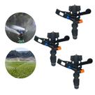 Kit 3 Aspersor de Impacto 360º - Irrigação Potente até 30m 1/2 Horta, Pasto e Jardim
