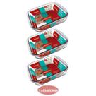 Kit 3 Assadeira Quadrada 1,1L VidroTemperado Nadir Marinex