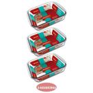 Kit 3 Assadeira Quadrada 1,8L VidroTemperado Nadir Marinex
