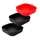 Kit 3 Assadeira Quadrada Silicone Alça Fritadeira Elétrica Cozinha Culinário utensílio Forma Airfryer