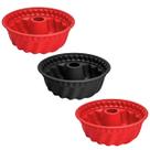 Kit 3 Assadeira Silicone Antiaderente Utensílio Molde Forma Sobremesa Redonda Cozinha Confeitaria