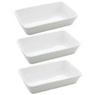 Kit 3 Assadeiras de Porcelana Branca 1,5L Refratário Lyor Retangular Servir Restaurante