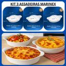 Kit 3 Assadeiras Marinex Opaline Branca Vidro Temperado, Resistente ao Forno, Microondas e Lavalouças Kit 3 Assadeiras Marinex Opaline Branca Vidro Temperado, Resistente ao Forno, Microondas e Lavalouças
