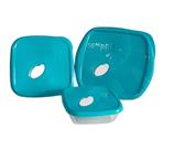 Kit 3 Assadeiras Quadrada Vidro Temperado C/ Tampa Marinex Sempre