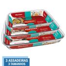Kit 3 Assadeiras Retangulares Vidro 1,6L 2,2L 2,9L Marinex Kit 3 Assadeiras Retangulares Vidro 1,6L 2,2L 2,9L Marinex