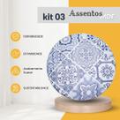 Kit 3 Assento De Banqueta Banco 33cm Estofado Redondo Poltronas