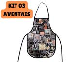 Kit 3 Avental de Cozinha Lavanderia Estampado Impermeável Multiuso Várias Estampas