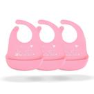 Kit 3 Babador Impermeável infantil de silicone com bolso pega migalhas ajuste bebe