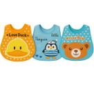 Kit 3 Babador Infantil Alimentação Plástico Menina Menino Lavável Multiuso Avental Resistente