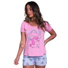 Kit 3 Baby Doll Curto Feminino Vekyo Modas Unicórnio Blusa e Short Roupa de Dormir Pijama Verão