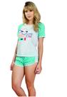 Kit 3 Baby Doll Feminino Estampado Short Curto Blusa Manga Kit 3 Baby Doll Feminino Estampado Short Curto Blusa Manga