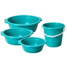 Kit 3 Bacias 15, 25, 35L + Balde Plástico Multiuso 10L Resistente Para Cozinha Lavanderias Limpezas Domésticas Casas -