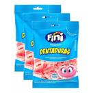 Kit 3 Bala de Gelatina Fini Dentaduras Sabor Morango e Framboesa 80g