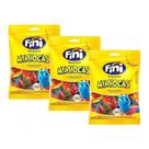 Kit 3 Bala de Gelatina Fini Minhocas Brilho Sabores Sortidos 80g