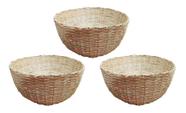 Kit 3 Balaio Bambu 45cm Cesto Palha Artesanal Decoração
