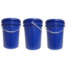 Kit 3 Baldes 22 Litros Azul Atóxico Alimentício c/ Tampa Lacre Hermética e Alça Plástica