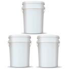 Kit 3 Baldes 24 Litros Branco Atóxico Alimentício c/ Tampa Lacre Hermética e Alça Plástica