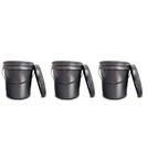 Kit 3 Baldinhos Balde Preto Alça Plástica Tampo Hermético 3,6 Litros