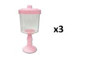 Kit 3 Baleiros decorativo Rosa claro c/ suporte resistente Kit 3 Baleiros decorativo Rosa claro c/ suporte resistente