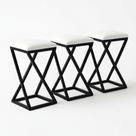 Kit 3 Banco Banqueta 80 Cm Alta Bancada Ferro Bistrô material sintético Branco