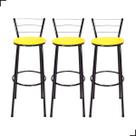 Kit 3 Banco Banqueta Bistrô Alta Americana Bar Bancada Estrutura Preta Várias Cores Cozinha Gourmet