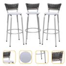 Kit 3 Banco Banqueta Estrutura Prata Bar Bistrô Balcão Cozinha Lanchonete Encosto Junco Degradê 70cm Itagold
