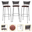 Kit 3 Banco Banqueta Estrutura Prata Bar Bistrô Balcão Cozinha Lanchonete Encosto Junco Degradê 70cm Itagold