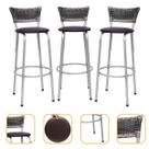 Kit 3 Banco Banqueta Estrutura Prata Bar Bistrô Balcão Cozinha Lanchonete Encosto Junco Degradê 70cm Itagold