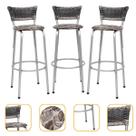 Kit 3 Banco Banqueta Estrutura Prata Bar Bistrô Balcão Cozinha Lanchonete Encosto Junco Degradê 70cm Itagold