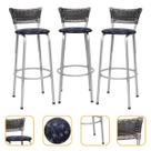 Kit 3 Banco Banqueta Estrutura Prata Bar Bistrô Balcão Cozinha Lanchonete Encosto Junco Degradê 70cm Itagold
