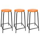 Kit 3 Bancos Alto 65 cm de Metal Banqueta Empilhavel Para Bar Bancão Cozinha - Laranja